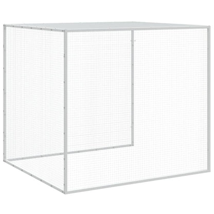 Galinheiro com teto 203x98x90 cm aço galvanizado cinza-claro