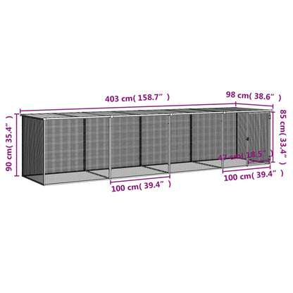 Galinheiro com teto 403x98x90 cm aço galvanizado antracite