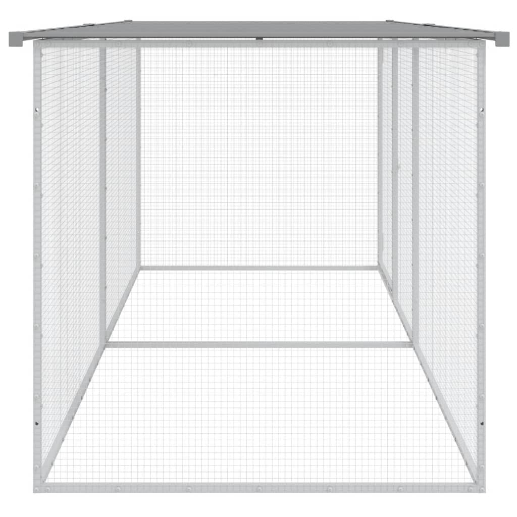 Galinheiro com teto 203x98x90 cm aço galvanizado cinza-claro