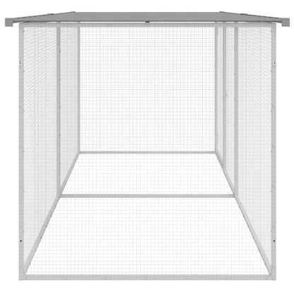 Galinheiro com teto 203x98x90 cm aço galvanizado cinza-claro