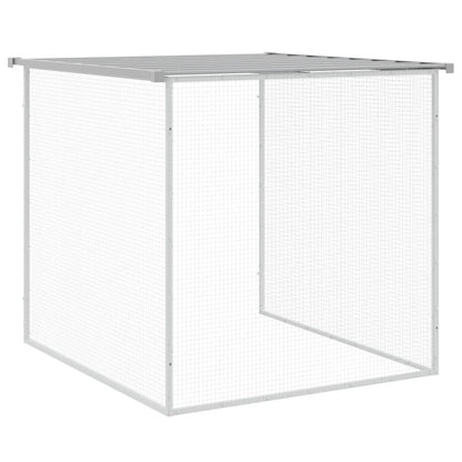 Galinheiro com teto 203x98x90 cm aço galvanizado cinza-claro