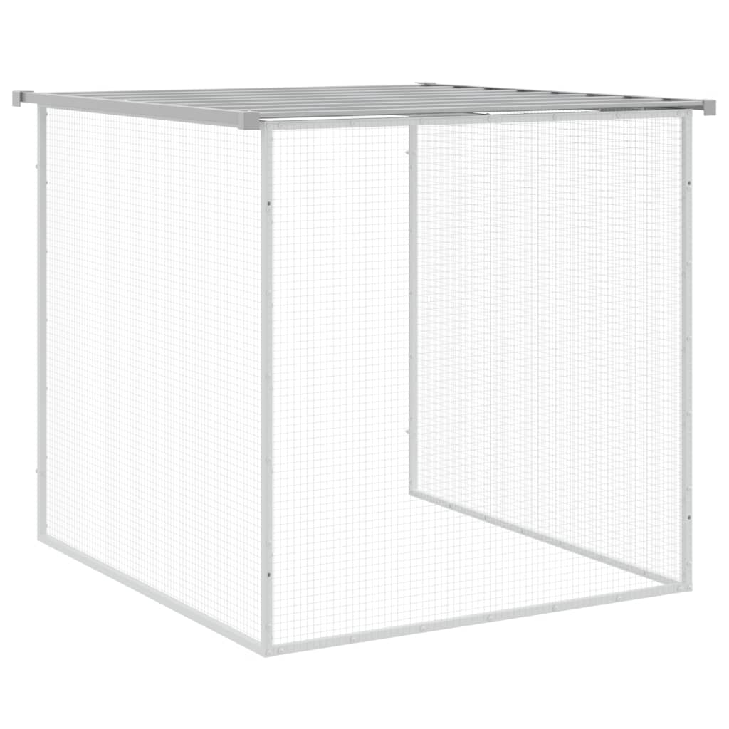 Galinheiro com teto 603x98x90 cm aço galvanizado cinza-claro