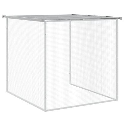 Galinheiro com teto 803x98x90 cm aço galvanizado cinza-claro