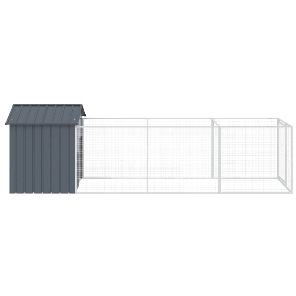 Casota p/ cães c/ telhado 117x405x123cm aço galvaniz. antracite