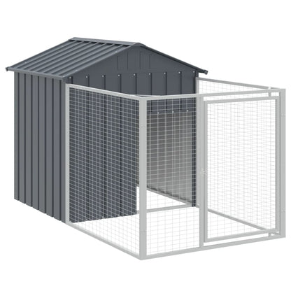 Casota p/ cães c/ telhado 117x405x123cm aço galvaniz. antracite