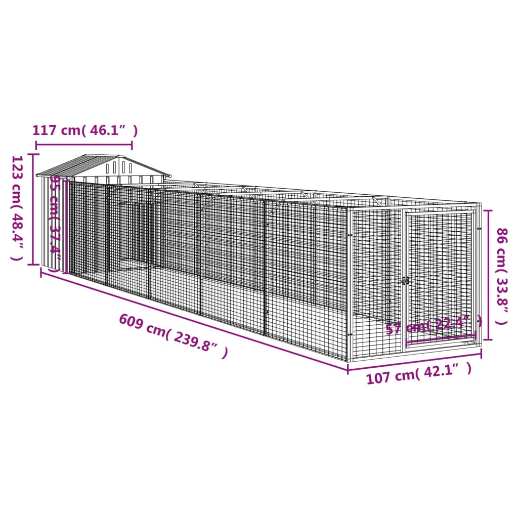 Casota para cães com telhado aço galvanizado antracite