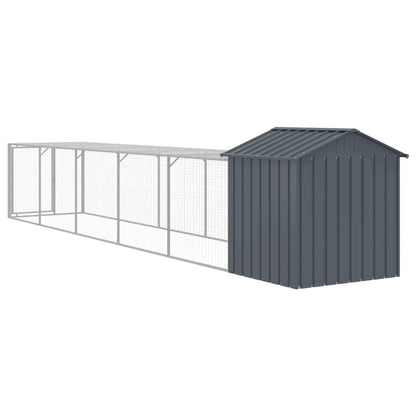 Galinheiro com anexo 117x609x123 cm aço galvanizado antracite