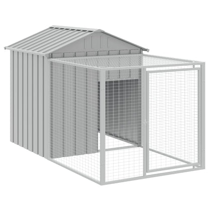 Galinheiro com anexo 117x405x123 cm aço galvanizado cinza-claro