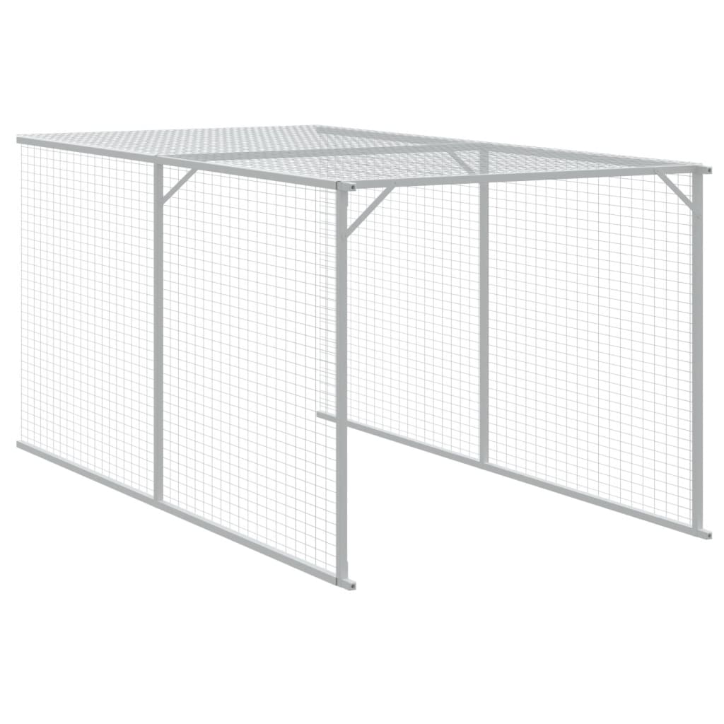 Galinheiro com anexo 117x405x123 cm aço galvanizado cinza-claro