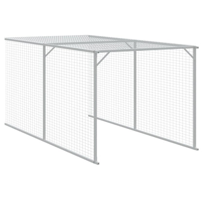 Galinheiro com anexo 117x405x123 cm aço galvanizado cinza-claro