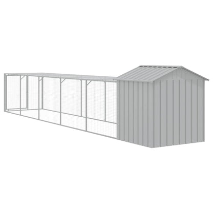 Galinheiro com anexo 117x609x123 cm aço galvanizado cinza-claro