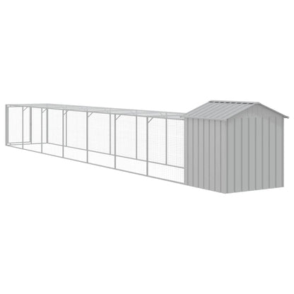 Galinheiro com anexo 117x813x123 cm aço galvanizado cinza-claro