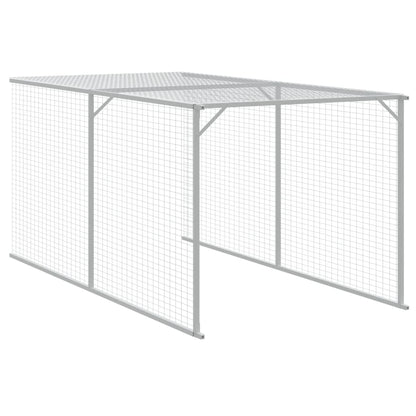 Galinheiro com anexo 117x813x123 cm aço galvanizado cinza-claro