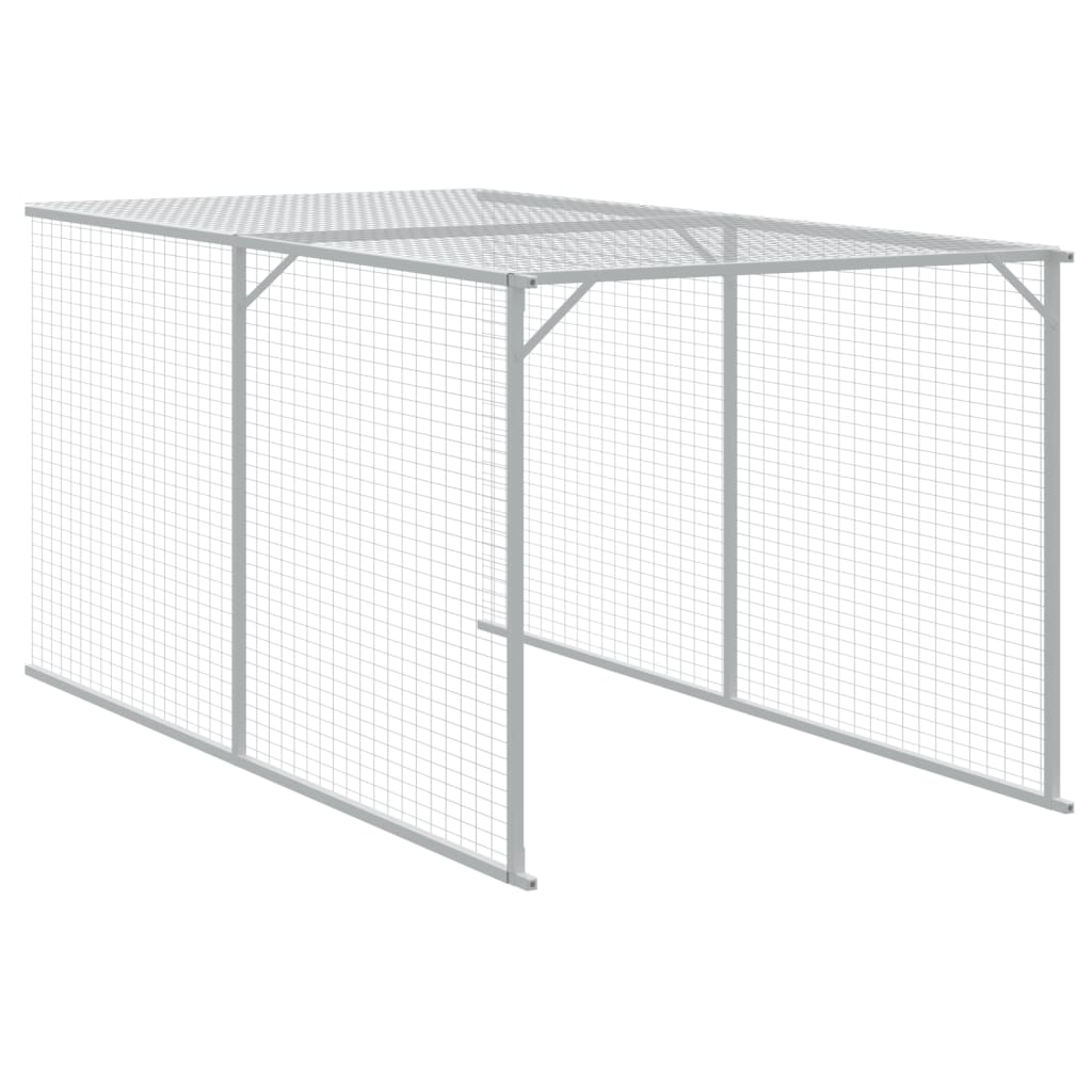 Galinheiro com anexo 117x1221x123cm aço galvanizado cinza-claro