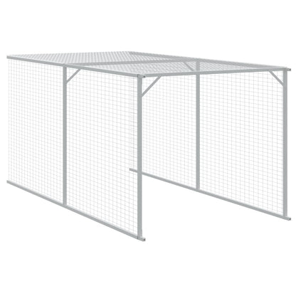 Galinheiro com anexo 117x1221x123cm aço galvanizado cinza-claro