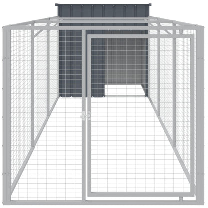 Casota p/ cães c/ parque 110x405x110 cm aço galvaniz. antracite