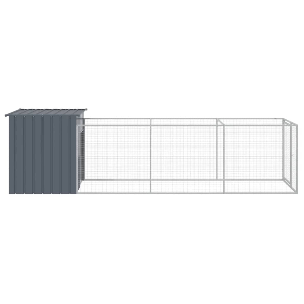 Casota p/ cães c/ parque 110x405x110 cm aço galvaniz. antracite