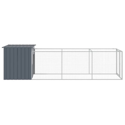 Casota p/ cães c/ parque 110x405x110 cm aço galvaniz. antracite