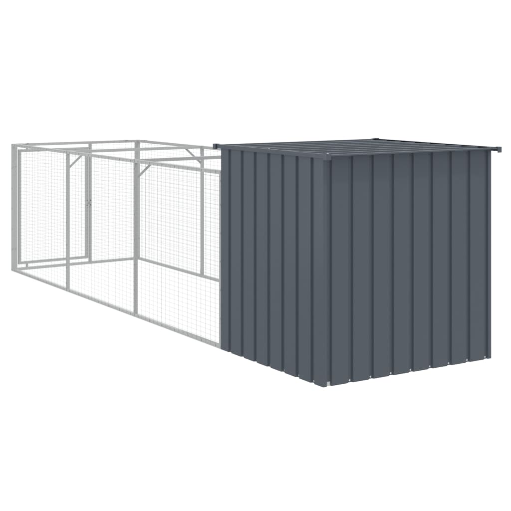 Casota p/ cães c/ parque 110x405x110 cm aço galvaniz. antracite