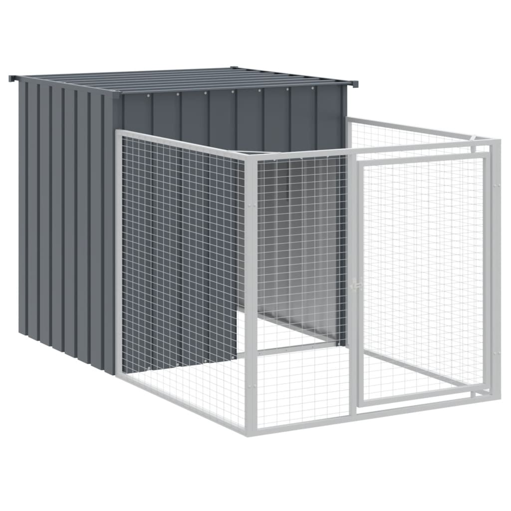 Casota p/ cães c/ parque 110x405x110 cm aço galvaniz. antracite