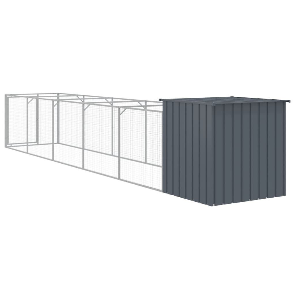 Casota p/ cães c/ parque 110x609x110 cm aço galvaniz. antracite