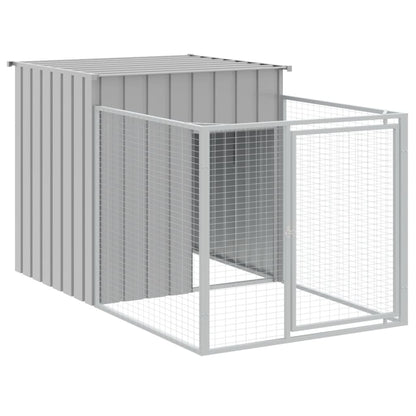 Casota cães c/ parque 110x813x110 cm aço galvaniz. cinza-claro