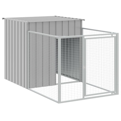 Casota cães c/ parque 110x1221x110 cm aço galvaniz. cinza-claro