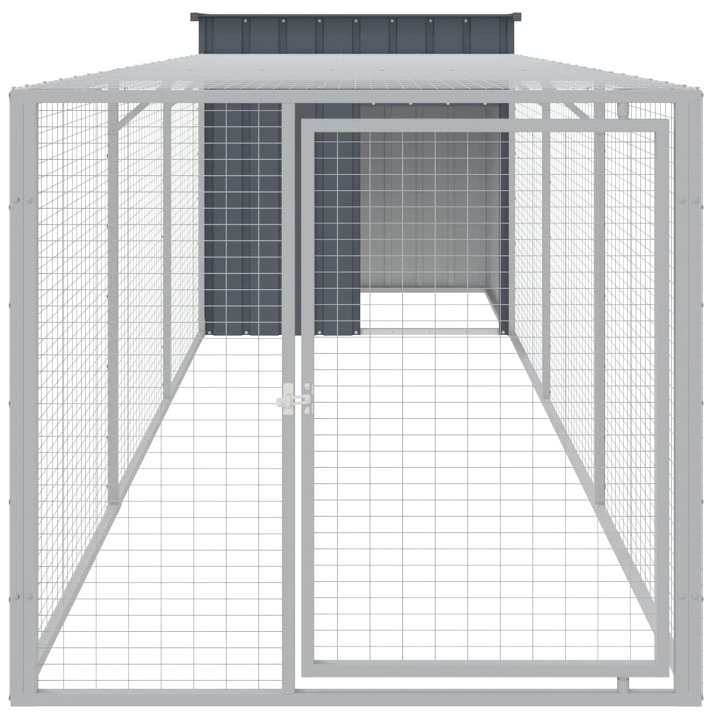 Galinheiro com anexo 110x405x110 cm aço galvanizado antracite