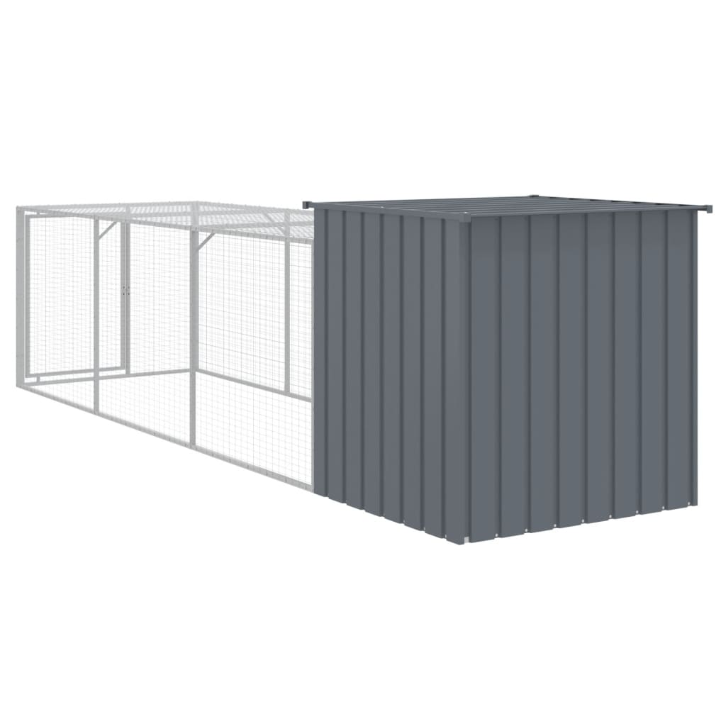 Galinheiro com anexo 110x405x110 cm aço galvanizado antracite