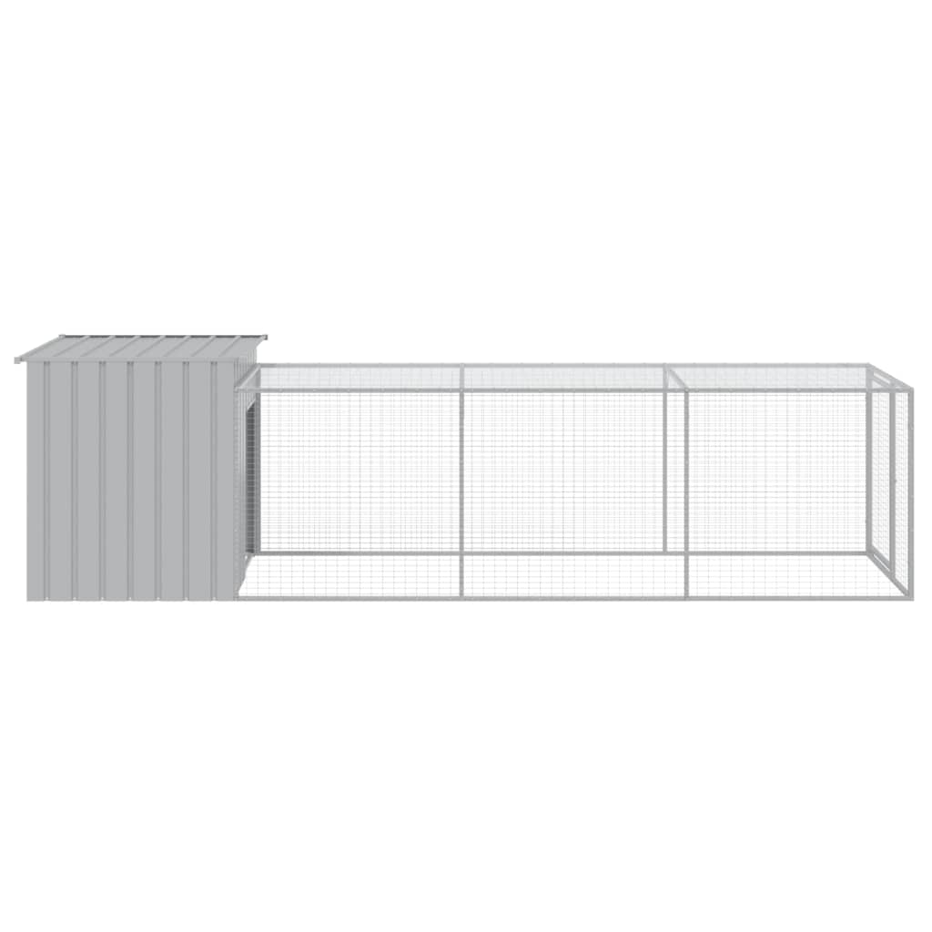 Galinheiro com anexo 110x405x110 cm aço galvanizado cinza-claro