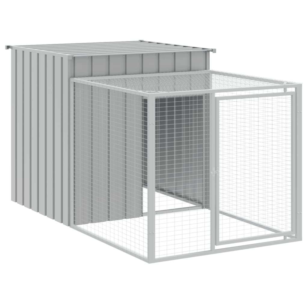 Galinheiro com anexo 110x609x110 cm aço galvanizado cinza-claro