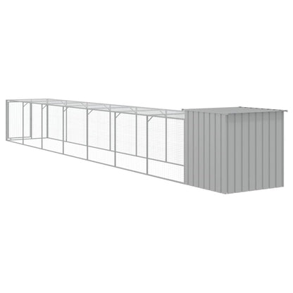 Galinheiro com anexo 110x813x110 cm aço galvanizado cinza-claro