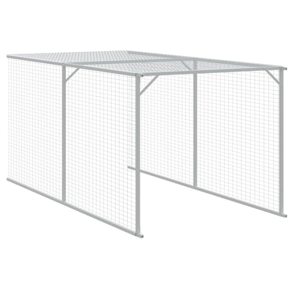 Galinheiro com anexo 110x1017x110cm aço galvanizado cinza-claro