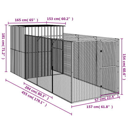 Casota p/ cães c/ parque 165x455x181 cm aço galvaniz. antracite