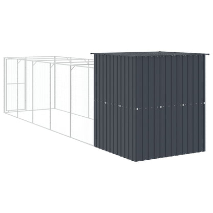 Casota p/ cães c/ parque 165x659x181 cm aço galvaniz. antracite