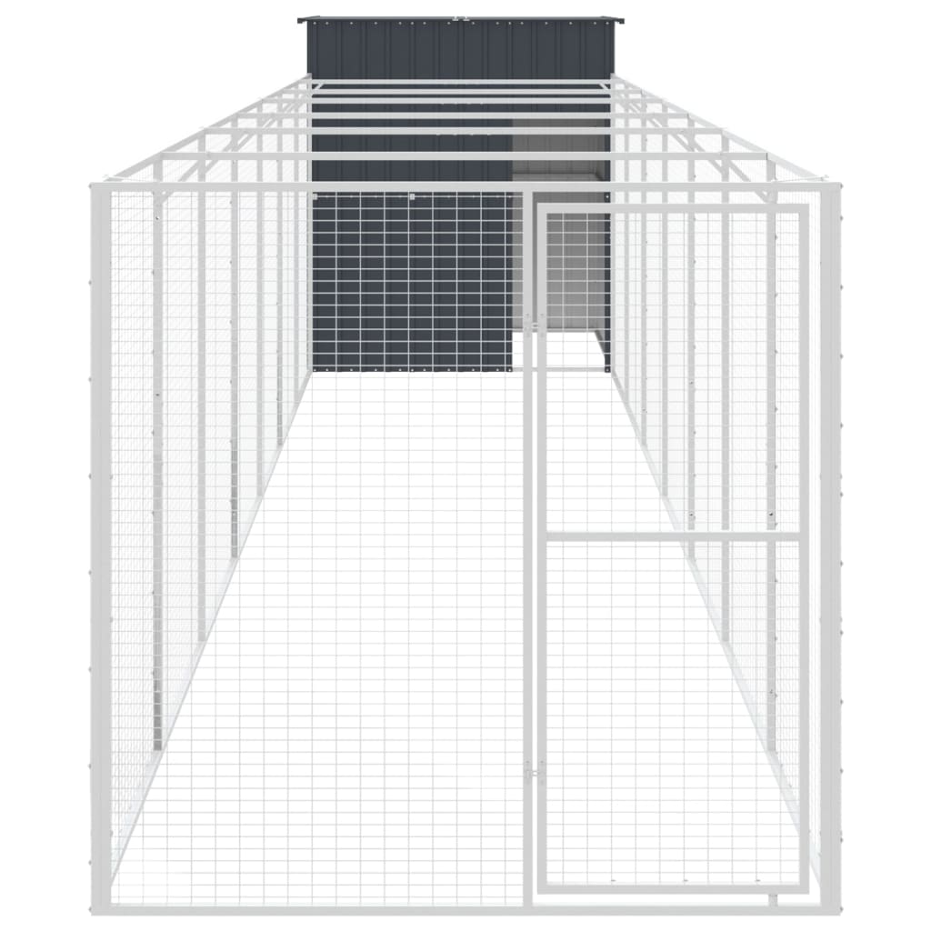 Casota p/ cães c/ parque 165x863x181 cm aço galvaniz. antracite