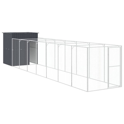 Casota p/ cães c/ parque 165x863x181 cm aço galvaniz. antracite