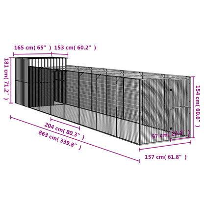 Casota p/ cães c/ parque 165x863x181 cm aço galvaniz. antracite