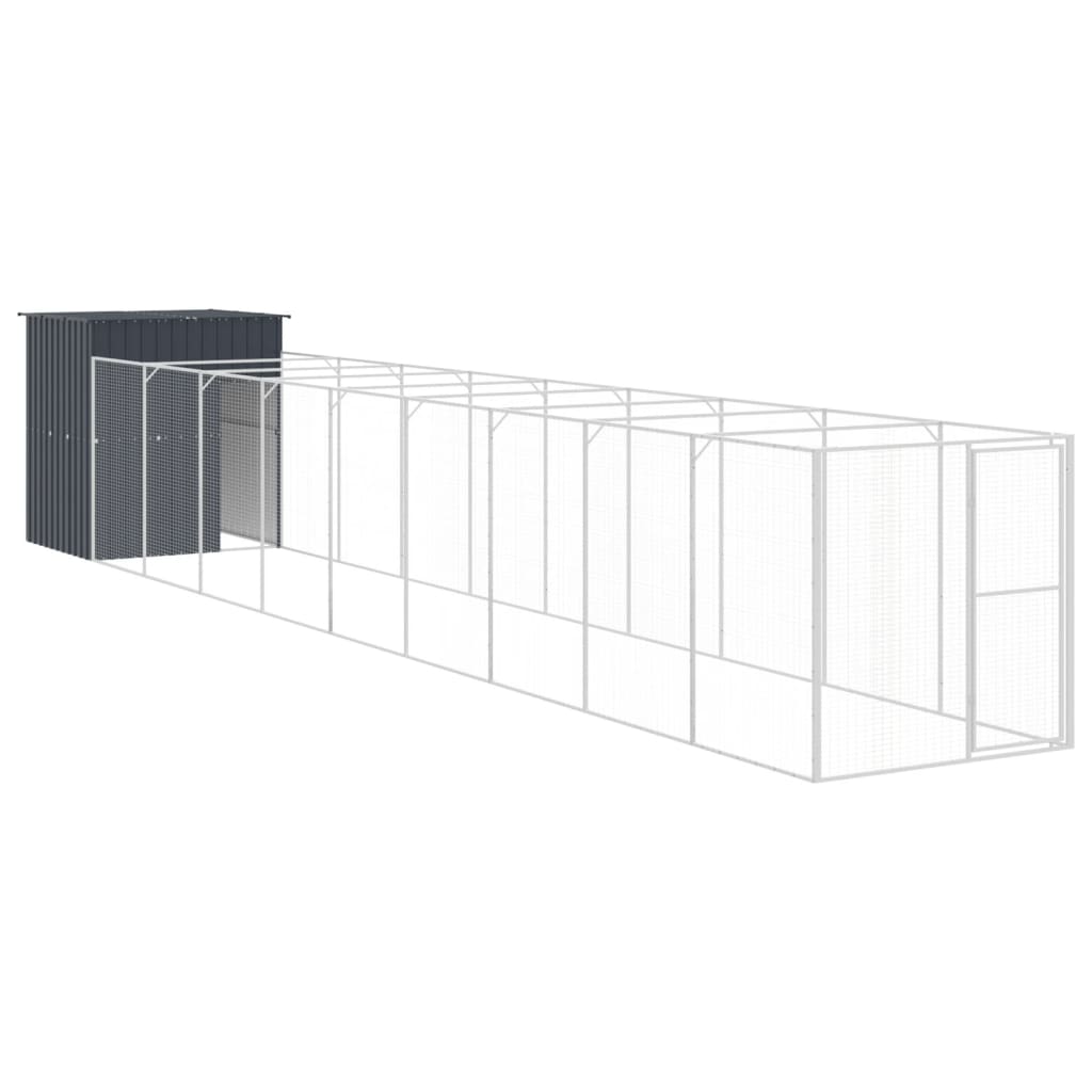 Casota p/ cães c/ parque 165x1067x181cm aço galvaniz. antracite