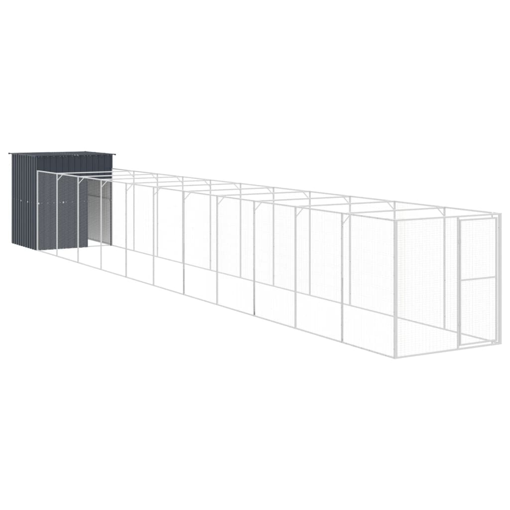 Casota p/ cães c/ parque 165x1271x181cm aço galvaniz. antracite