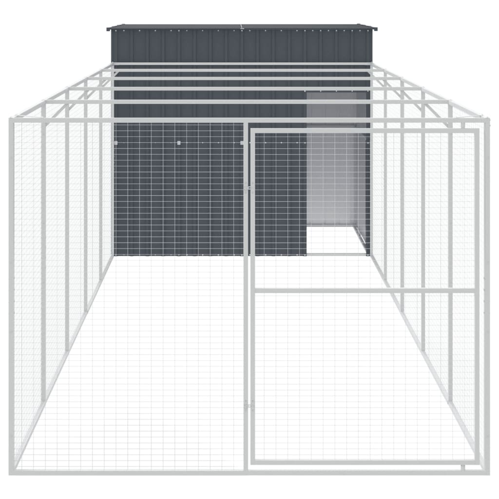 Casota p/ cães c/ parque 214x661x181 cm aço galvaniz. antracite