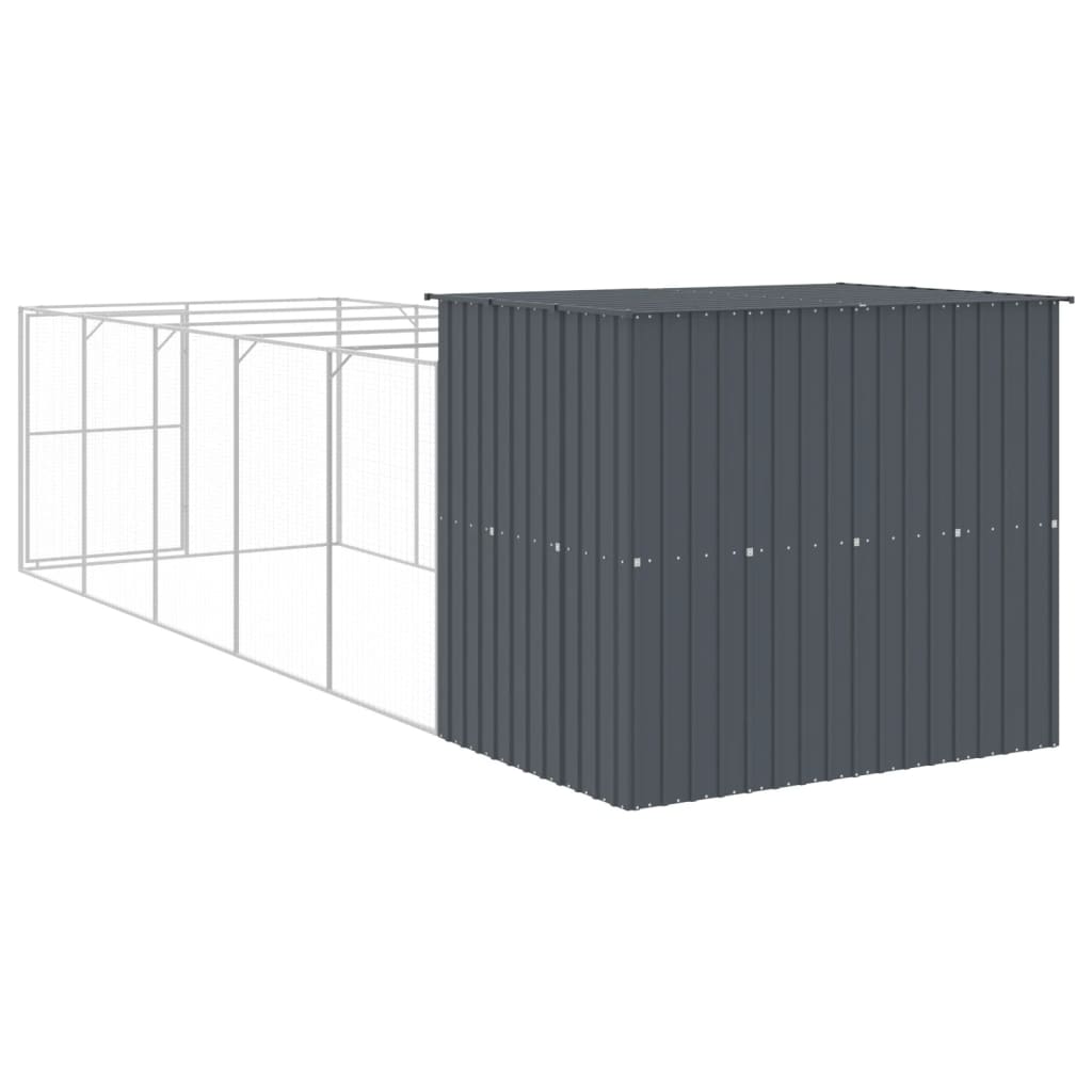 Casota p/ cães c/ parque 214x661x181 cm aço galvaniz. antracite