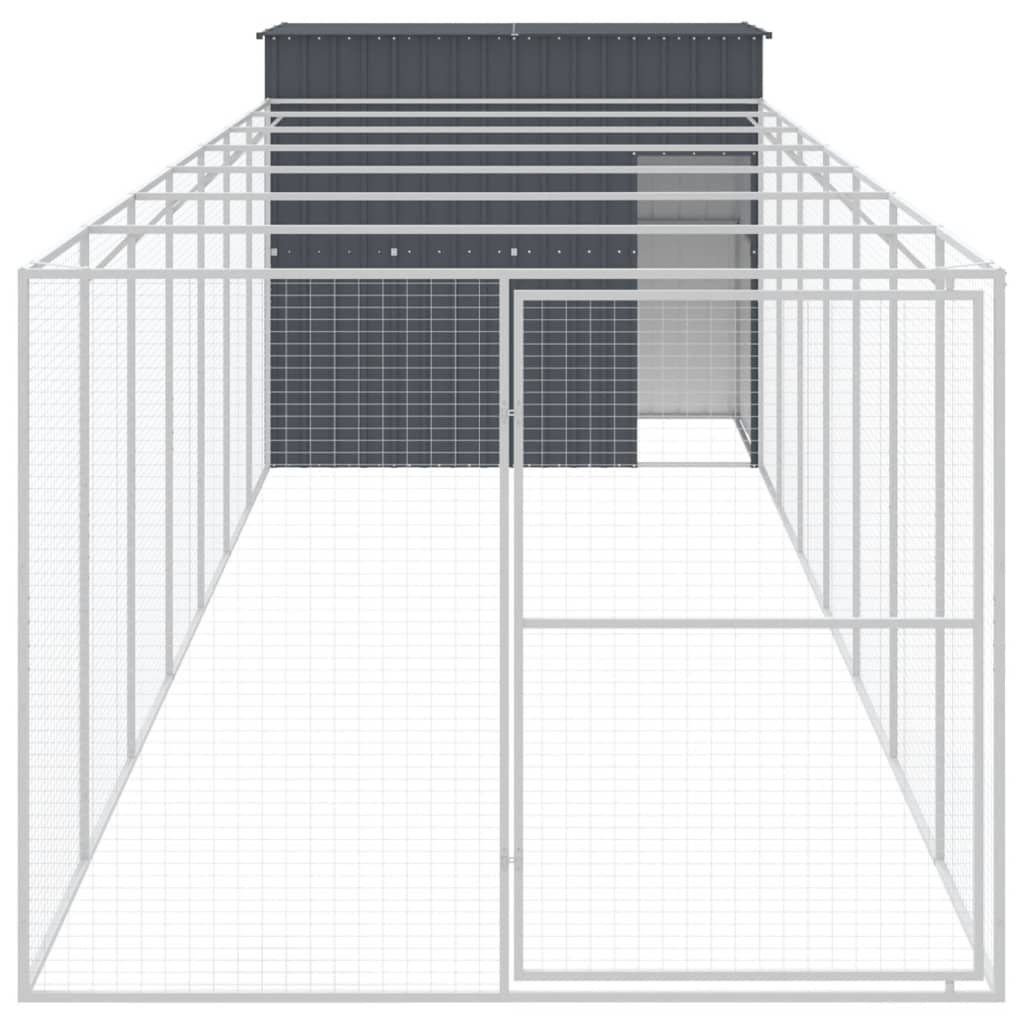 Casota p/ cães c/ parque 214x865x181 cm aço galvaniz. antracite