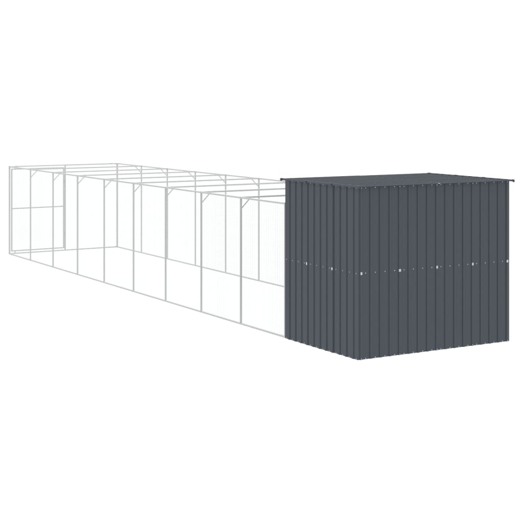 Casota p/ cães c/ parque 214x1069x181cm aço galvaniz. antracite