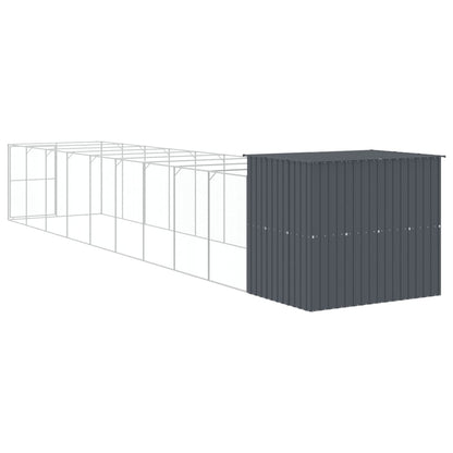 Casota p/ cães c/ parque 214x1069x181cm aço galvaniz. antracite