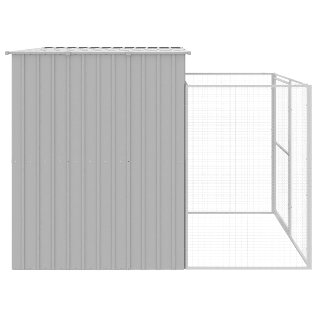 Casota cães c/ parque 214x253x181 cm aço galvaniz. cinza-claro