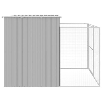 Casota cães c/ parque 214x253x181 cm aço galvaniz. cinza-claro