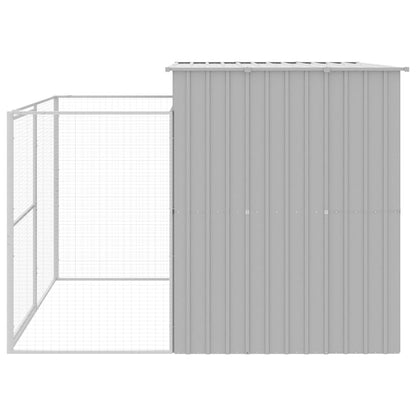 Casota cães c/ parque 214x253x181 cm aço galvaniz. cinza-claro