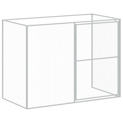 Casota cães c/ parque 214x457x181 cm aço galvaniz. cinza-claro