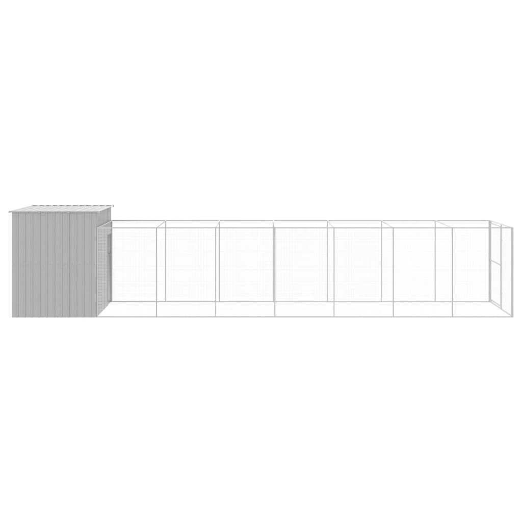 Casota cães c/ parque 214x865x181 cm aço galvaniz. cinza-claro